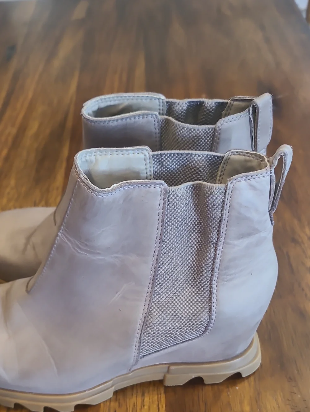 Sorel Women's Joan of Arctic Wedge III Chelsea Boots Tan Leather Size 9.5